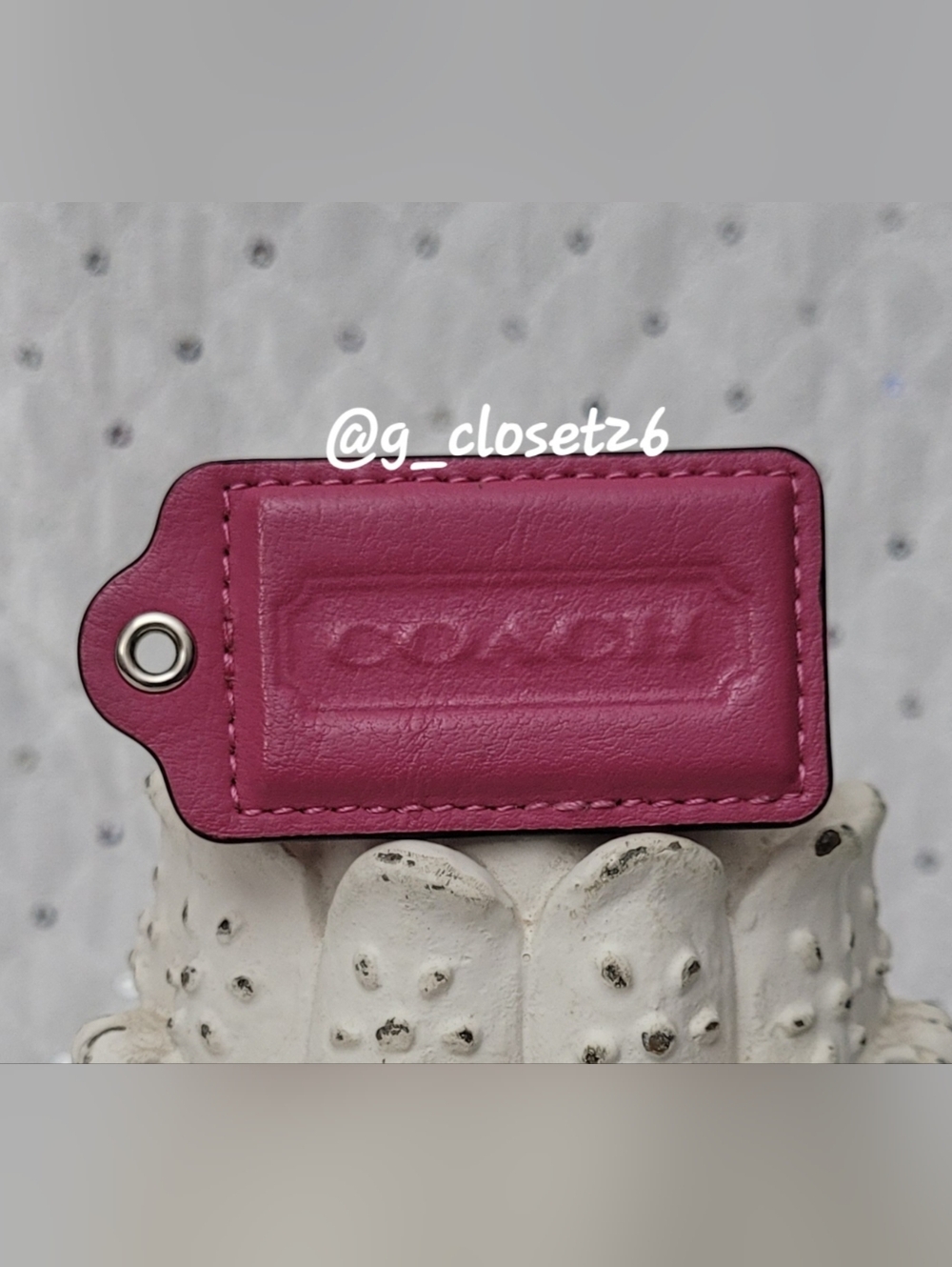 Coach Hot Pink Leather Key Fob Tag